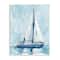Stupell Industries Nautical Blue Sailboat Tranquil Coastal Water Watercolor Painting Wall Plaque